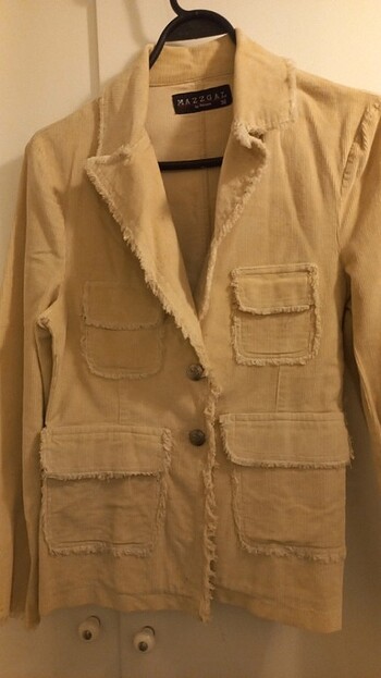 Krem kadife blazer