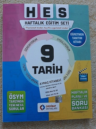 Ordinat yayınları 9. Sınıf tarih haftalık eğitim seti
