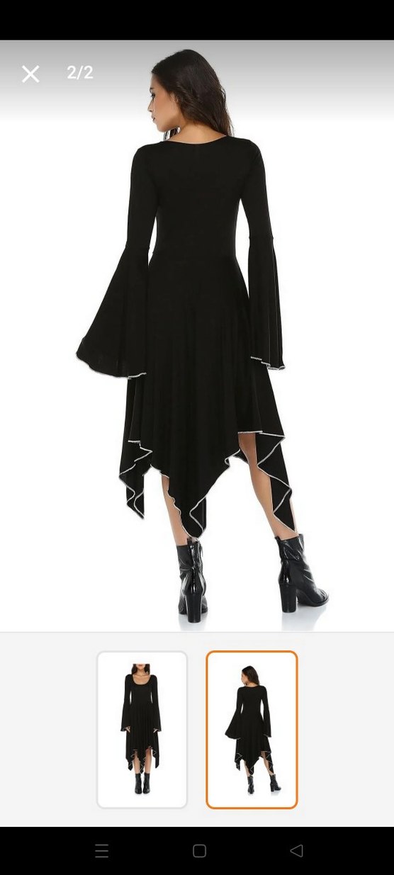 Uzun Kollu Siyah Gotik Salaş Elbise - Görsel 2