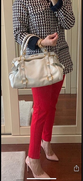 Miu Miu Miu Miu Dore detaylı Beyaz Kol Çantası