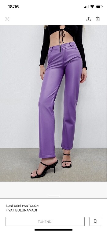 Zara S Lila Suni Deri Pantolon