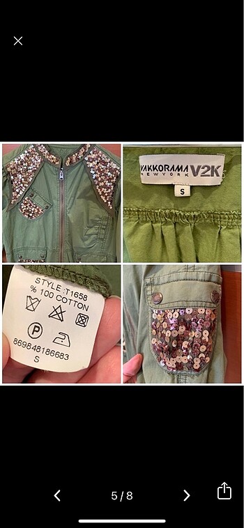 V2K Designers S (36-38) pullu haki mont - Görsel 8