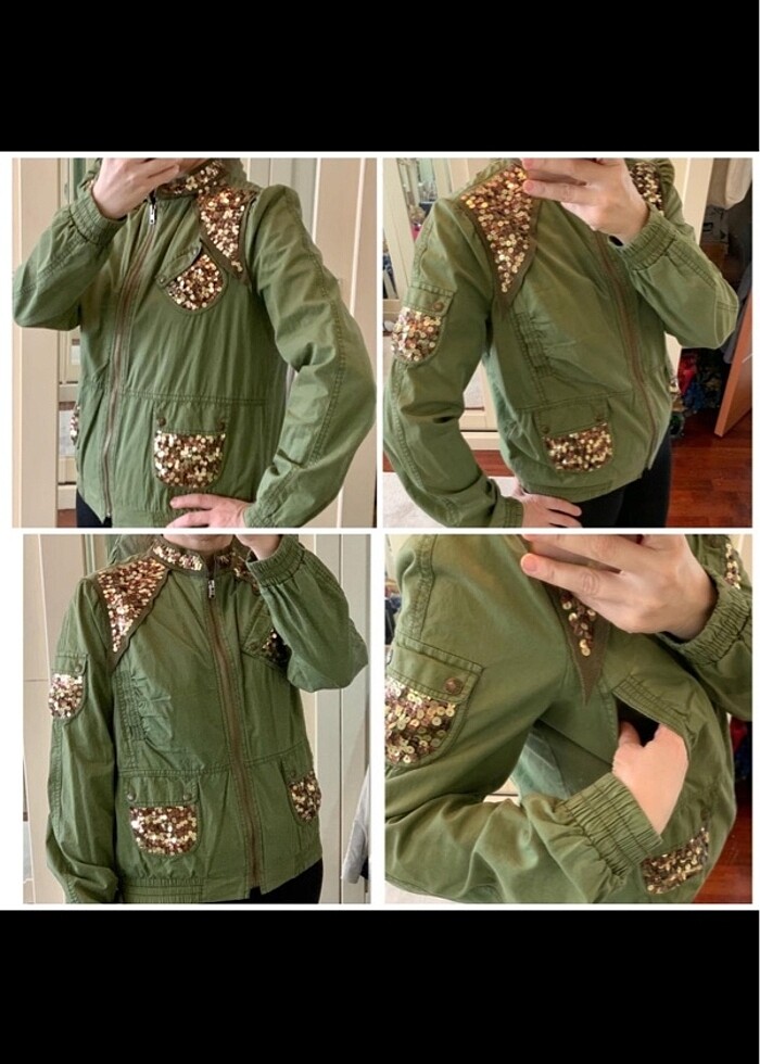 V2K Designers S (36-38) pullu haki mont - Görsel 3