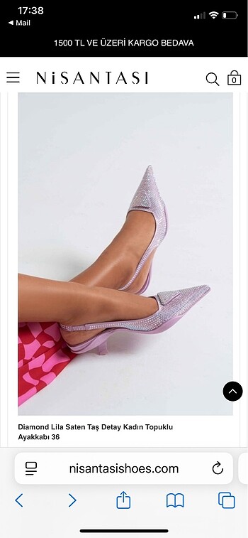 Nişantaşı Shoes 36 Taşlı Lila Topuklu Ayakkabı