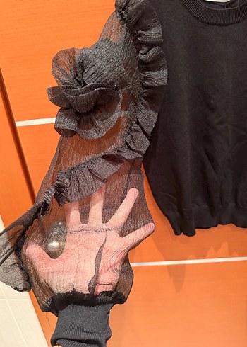 Zara S Siyah İnce Triko Kazak - Görsel 6