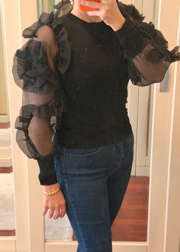 Zara S Siyah İnce Triko Kazak - Görsel 7