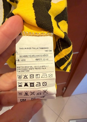 Benetton 8-9 Y Zebralı Sarı T-shirt - Görsel 4