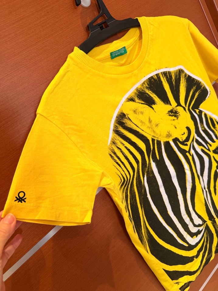 Benetton 8-9 Y Zebralı Sarı T-shirt - Görsel 2