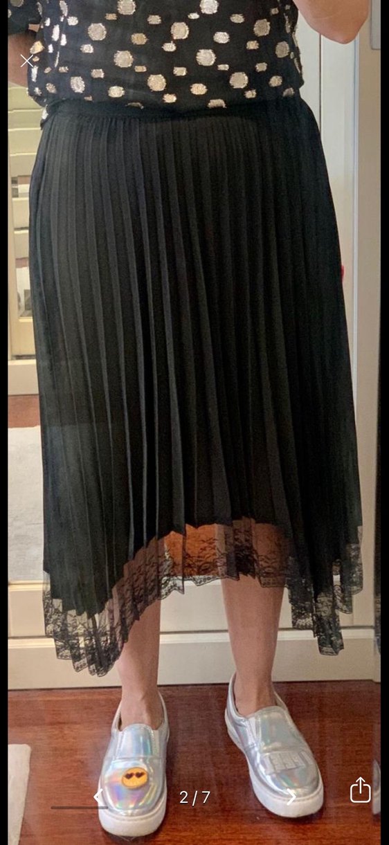 Esprit 34 beli lastikli pileli siyah etek - Görsel 2