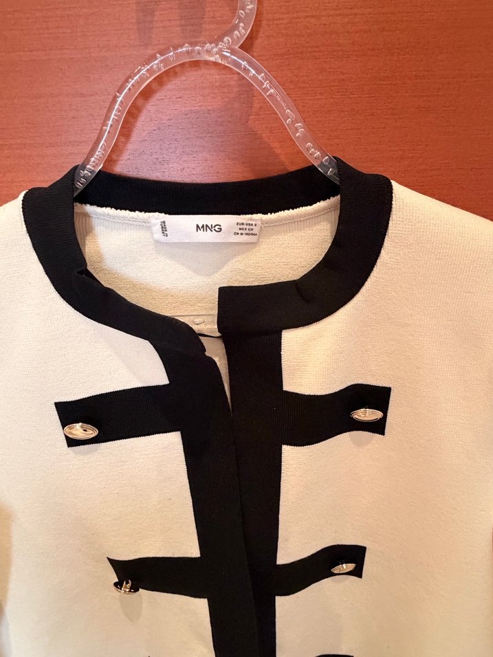 MNG S Krem Siyah Ceket / Hırka - Görsel 3