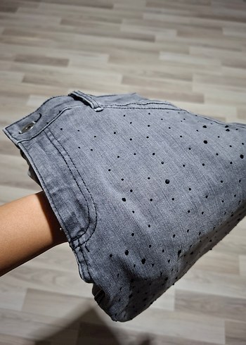 Diğer Düğmeli Gri Kadın Kot Pantolon