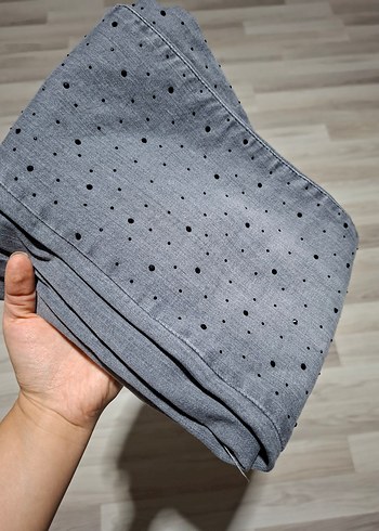 40 Beden Düğmeli Gri Kadın Kot Pantolon