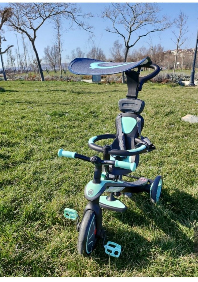 Globber Yeşil Çocuk Üç Tekerlekli Bisiklet Gölgelik ve Tutacaklı - Görsel 3