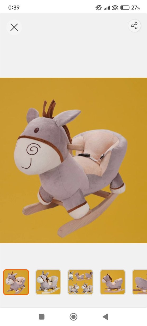 Gri Peluş At Sallanan Oyuncak - Görsel 2
