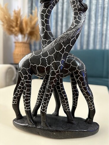  Beden siyah Renk Afrikadan el yapımı taş zürafa heykeli
