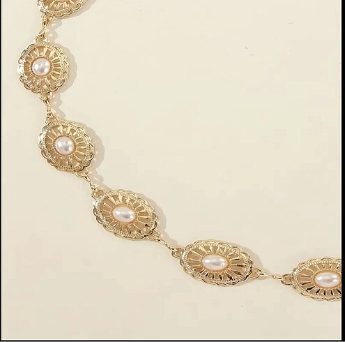 American Vintage Vintage bohem gold rengi boncuklu bel zinciri bel kemeri