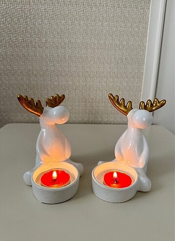 Beden beyaz Renk 2 adet geyik tealight mumluk