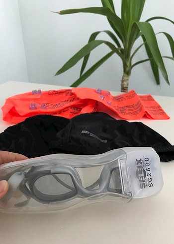 Çocuk yüzücü gözlüğü, bez bone ve şişme kolluk seti - Görsel 4