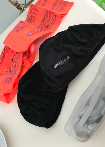 Çocuk yüzücü gözlüğü, bez bone ve şişme kolluk seti - Görsel 5