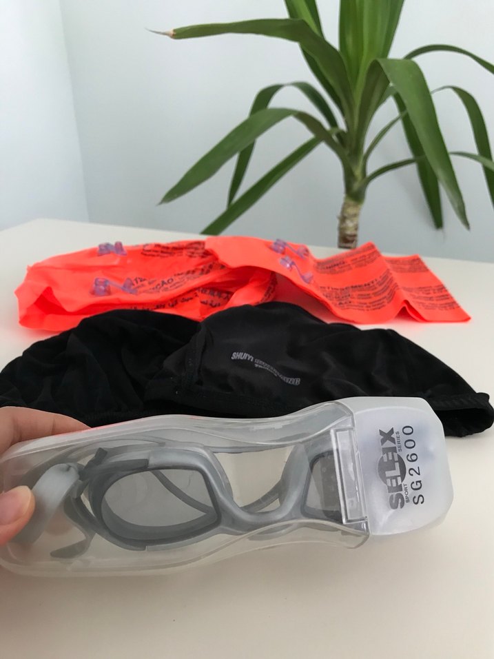 Çocuk yüzücü gözlüğü, bez bone ve şişme kolluk seti - Görsel 4