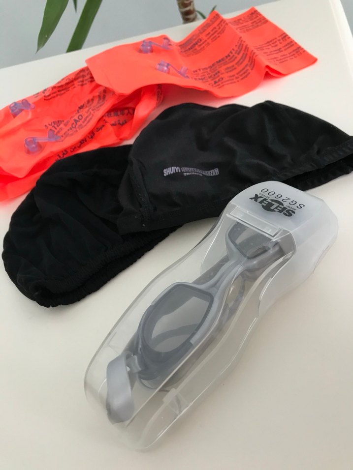 Çocuk yüzücü gözlüğü, bez bone ve şişme kolluk seti - Görsel 2