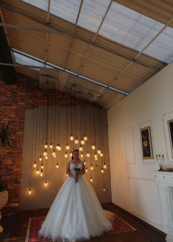 Straplez A Kesim Uzun Beyaz Gelinlik - Görsel 5