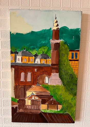 Kahverengi Tonlarda Şehir Manzaralı Tablo - Görsel 2