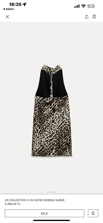 36 Beden Zara Keten Leopar Elbise