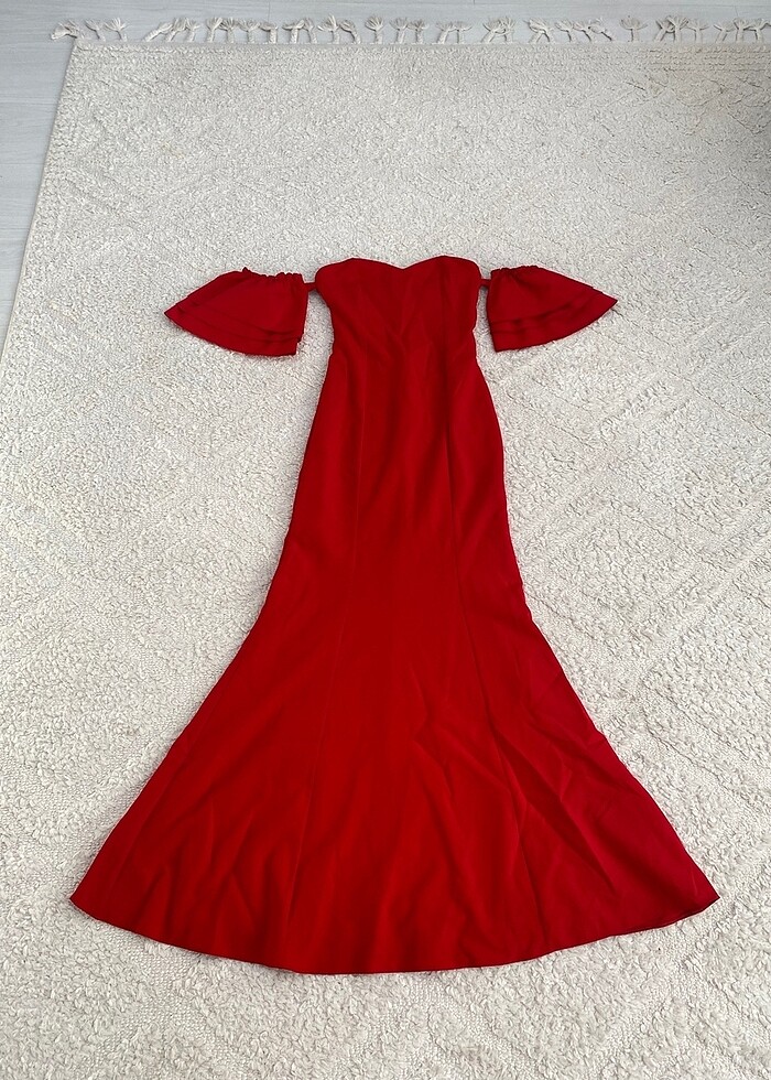 Prenses kol kırmızı abiye - Görsel 2