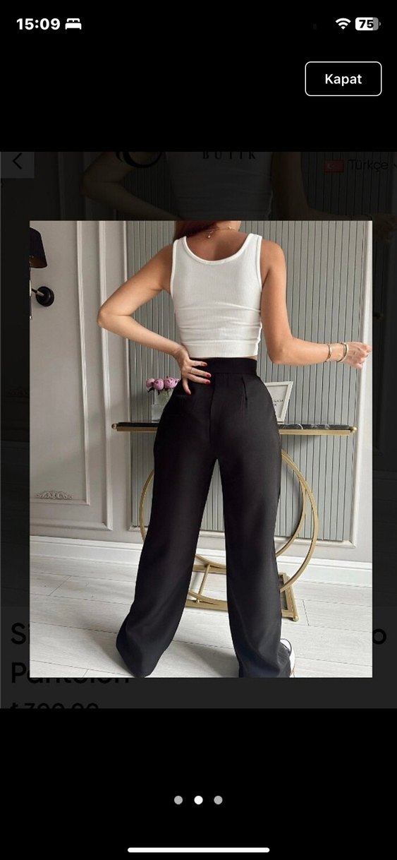 Cırtlı plazzo pantolon - Görsel 2