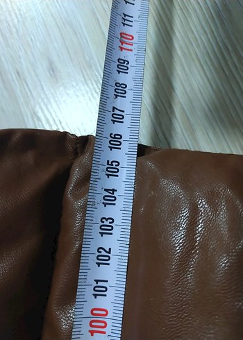 Kahverengi Uzun Deri Kadın Kışlık Mont - Görsel 4