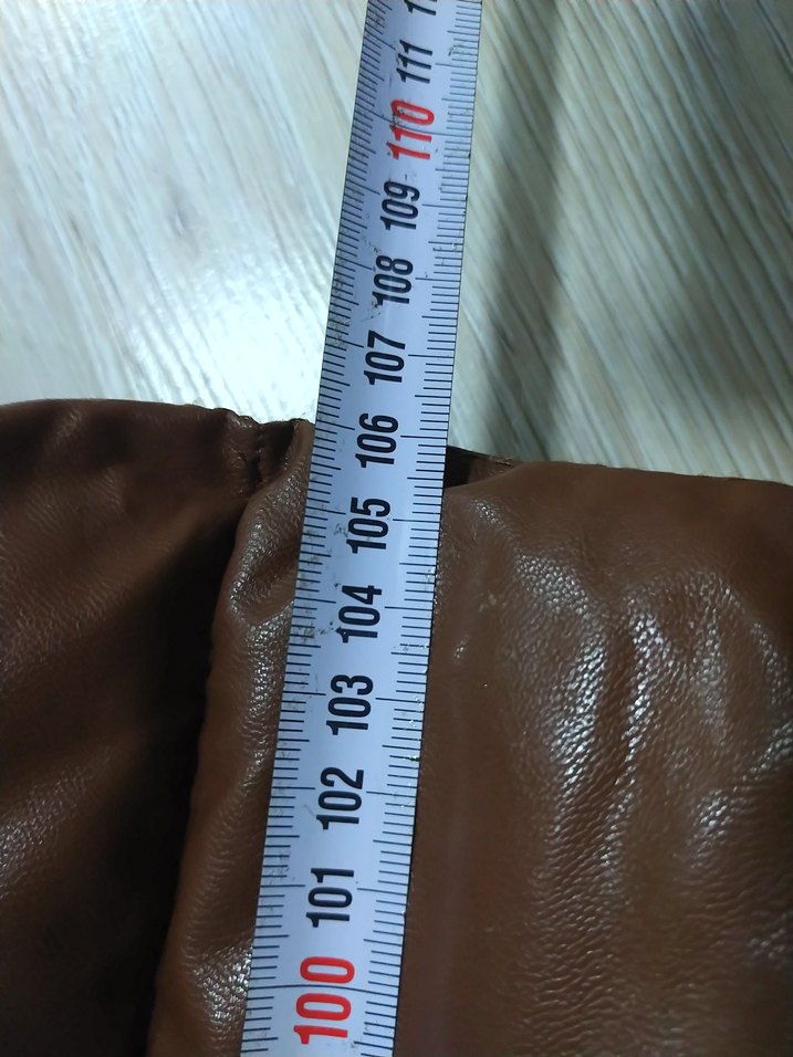 Kahverengi Uzun Deri Kadın Kışlık Mont - Görsel 4