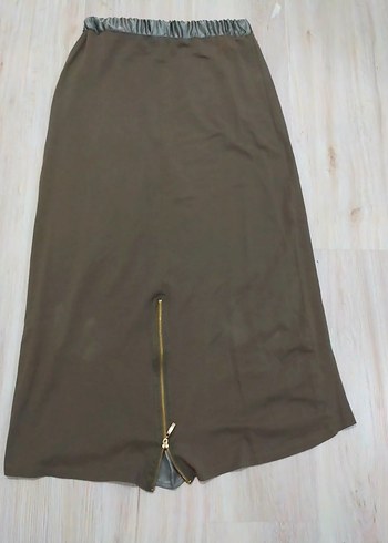 Kemer Detaylı Uzun Kahverengi Etek - Görsel 5