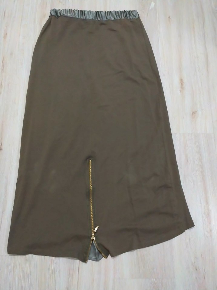 Kemer Detaylı Uzun Kahverengi Etek - Görsel 5