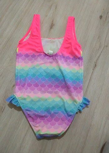 Renkli Deniz Kızı Desenli Kız Çocuk Mayo - Görsel 2