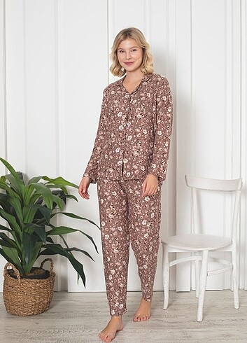 xxl Beden Süet kumaş uzunkol pijama takımı