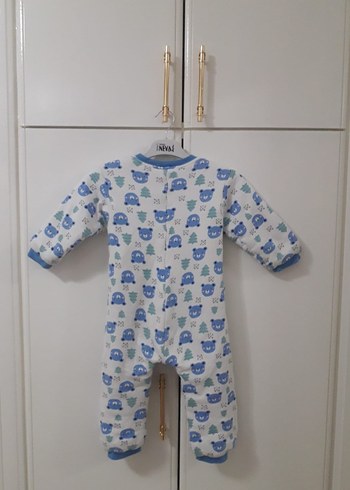 Uzun Kollu Mavi Baskılı Bebek Tulumu - Görsel 2