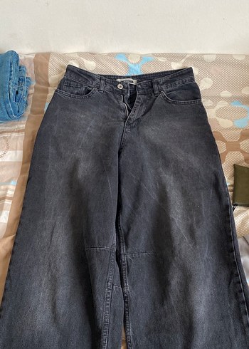 Zara Gri Dugmeli Genis Kesim Kadin Kot Pantolon