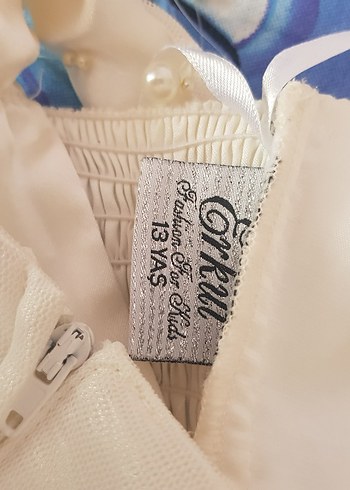 Beyaz Drapeli Uzun Abiye Elbise - Görsel 5