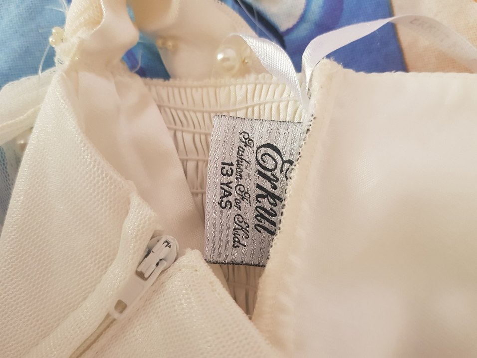 Beyaz Drapeli Uzun Abiye Elbise - Görsel 5