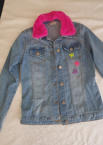 Nakışlı Mavi Kız Çocuk Denim Ceket - Görsel 2