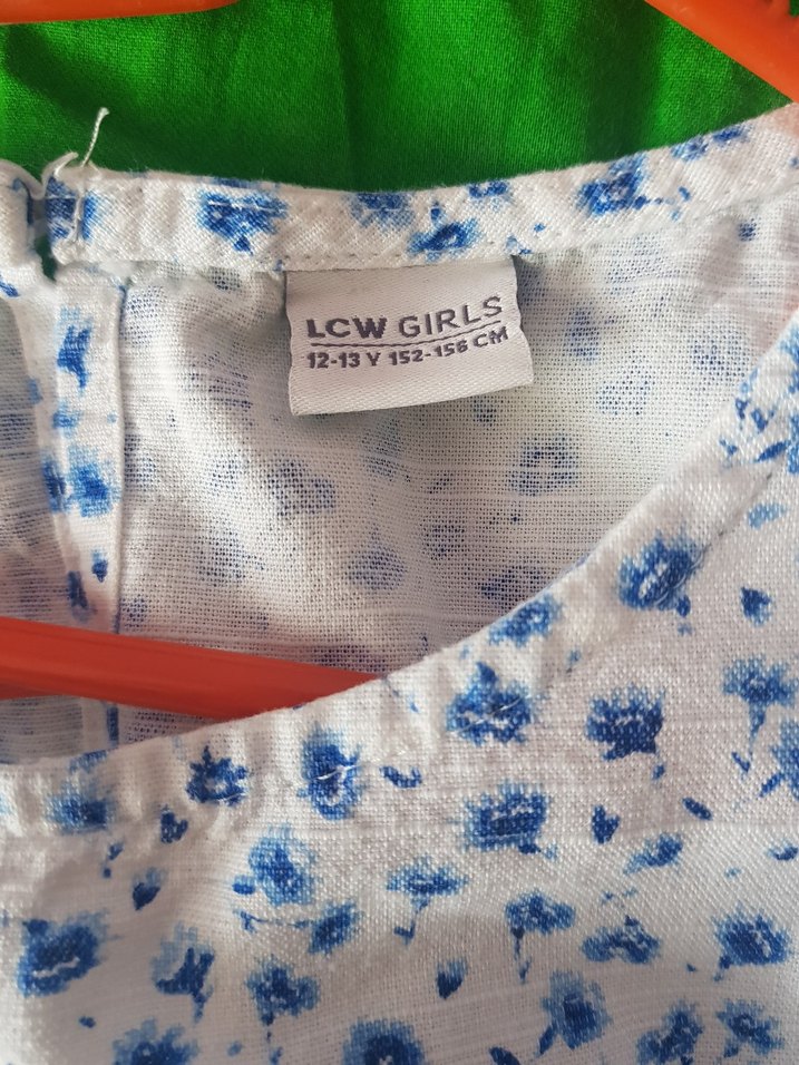 Beyaz Çiçek Desenli Kız Çocuk  Elbise - Görsel 2