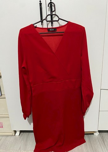 Kadın Kırmızı V Yaka Uzun Kollu Bluz - Görsel 2