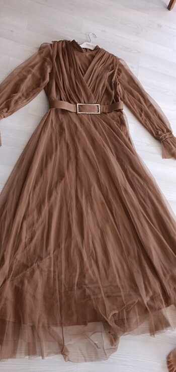 xl Beden kahverengi Renk Tül elbise