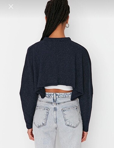 s Beden lacivert Renk Lacivert Crop Örme Bluz