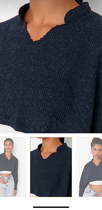 Trendyol & Milla Lacivert Crop Örme Bluz