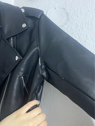 l Beden siyah Renk Stradivarius deri biker ceket