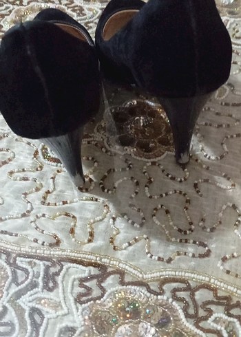 Siyah Süet Topuklu Kadın Stiletto - Görsel 3