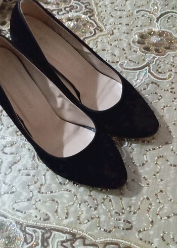 Siyah Süet Topuklu Kadın Stiletto - Görsel 4