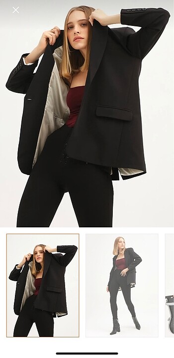 s Beden siyah Renk Quzu Blazer Ceket